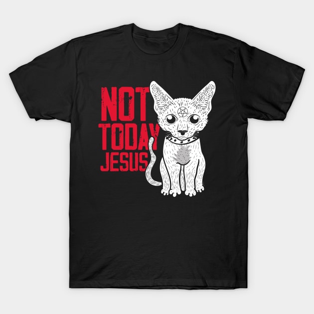 Not Today Jesus Rainbow Satanic Cat Gothic Gift Idea T-Shirt by dconciente